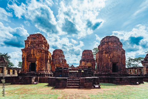 Khmer Architecture of Prasat Muang Tam Castle, Buriram, Thailand