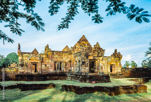 Khmer Architecture of Prasat Muang Tam Castle, Buriram, Thailand photo