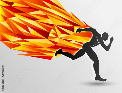 WebRunning man, abstract sport silhouette, athletics concept with colorful runner