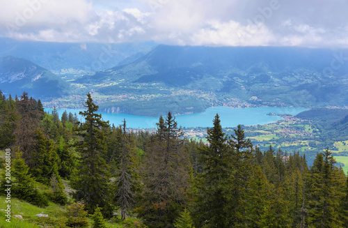 View of the Annecy lake from Semnoz summit