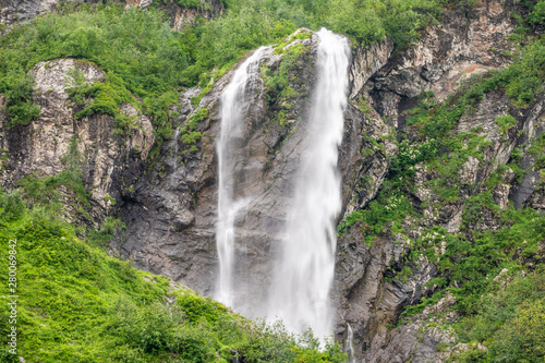 The highest waterfall  falling from a cliff
