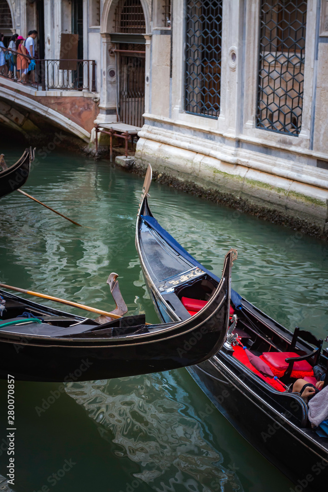 GONDOLA IN THE VENICE CANAL IN ITALY