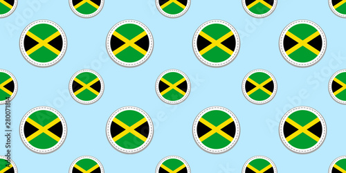 Jamaica round flag seamless pattern. Jamaican background. Vector circle icons. Geometric symbols. Texture for sports pages, competition, games. travelling, design elements. patriotic wallpaper photo