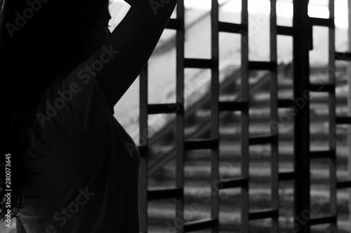 Young girl in dark
