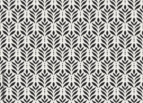 Seamless Arabesque Floral Pattern. Art Deco Style Background. Vector Abstract Flower Texture.