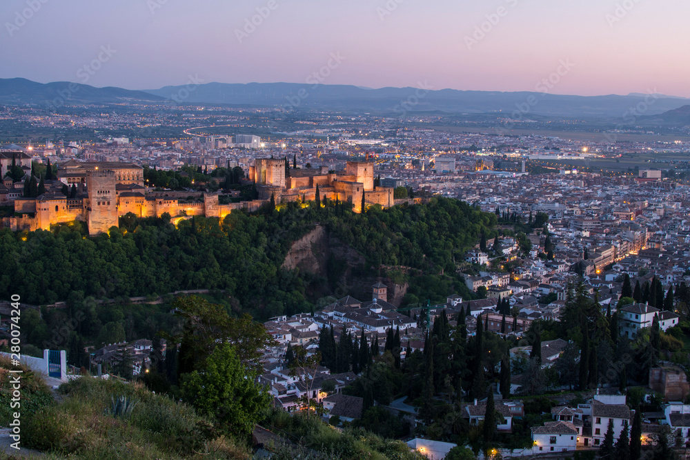 Views of the Alhambra, the Albaicín and the city of Granada