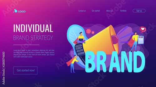 Company identity, marketing and promotional campaign. Personal brand, self-positioning, individual brand strategy, build your personal brand concept. Website homepage landing web page template.