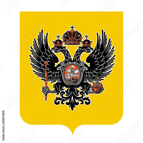 Colorful coat of arms of the Russian Empire. Vector illustration. XIX century.