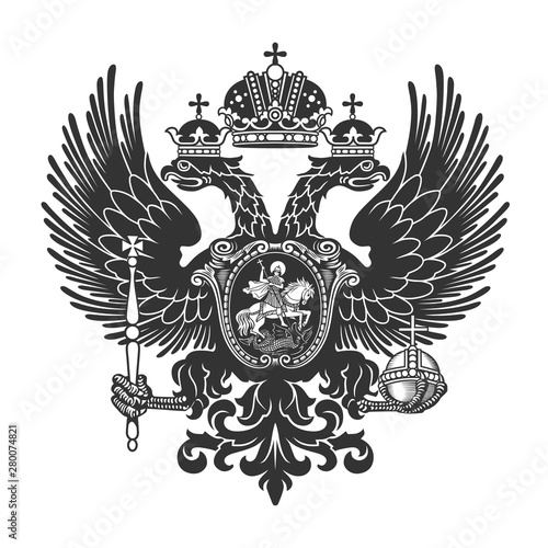 Coat of arms of the Russian Empire. Vector illustration. XIX century.