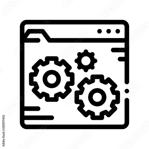 Fixing File Coding System Vector Thin Line Icon. Binary Coding System, Data Encryption Linear Pictogram. Web Development, Programming Languages, Bug Fix, HTML, Script Contour Illustration © PikePicture