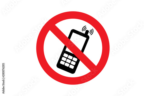 No cell phone sign on white background.
