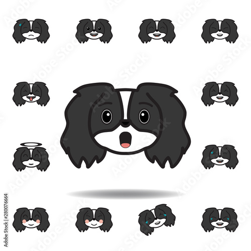 Fototapeta Naklejka Na Ścianę i Meble -  pekingese emoji surprised multicolored icon. Set of pekingese emoji illustration icons. Signs, symbols can be used for web, logo, mobile app, UI, UX