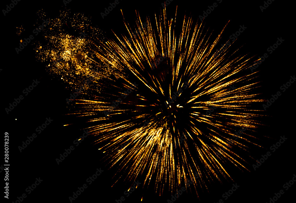 Fireworks sparkles in the night sky as background Fireworks sparkles in the night sky as background