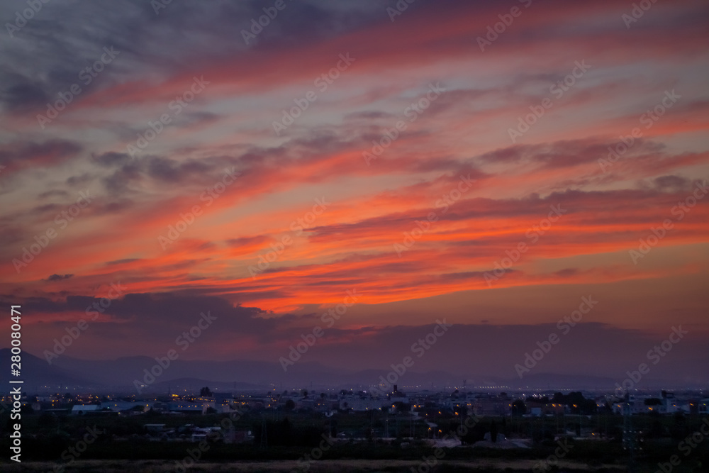 Sunset over mountains