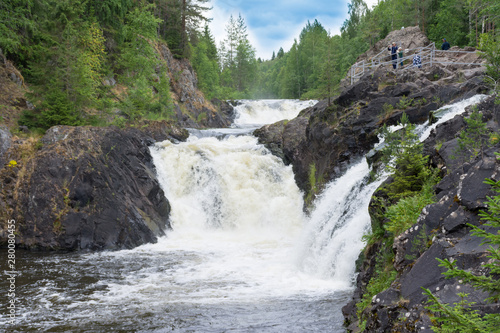 Karelia. The Kivach waterfall on the Suna river.