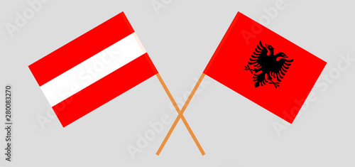 Albania and Austria. Crossed Albanian and Austrian flags