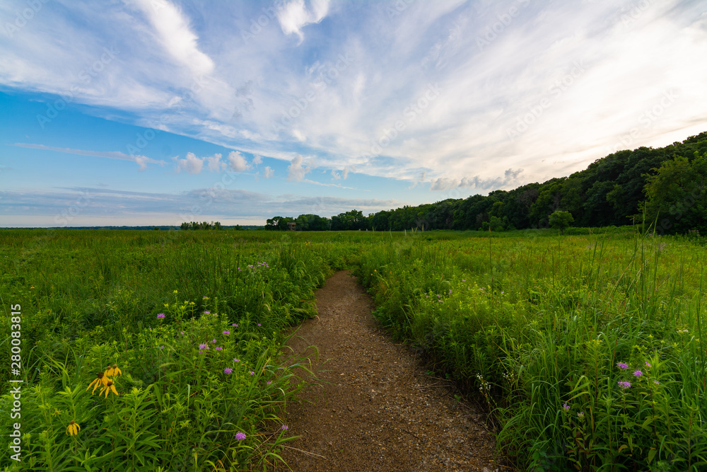 Dirt path at sunrise