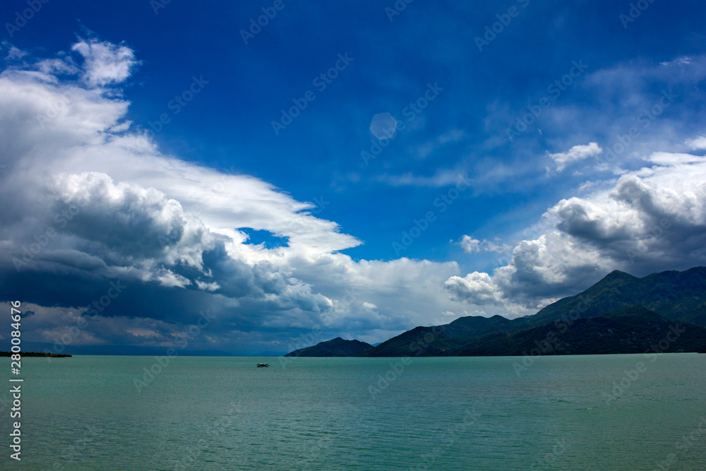 rain clouds over Lake Skadar National park, Montenegro