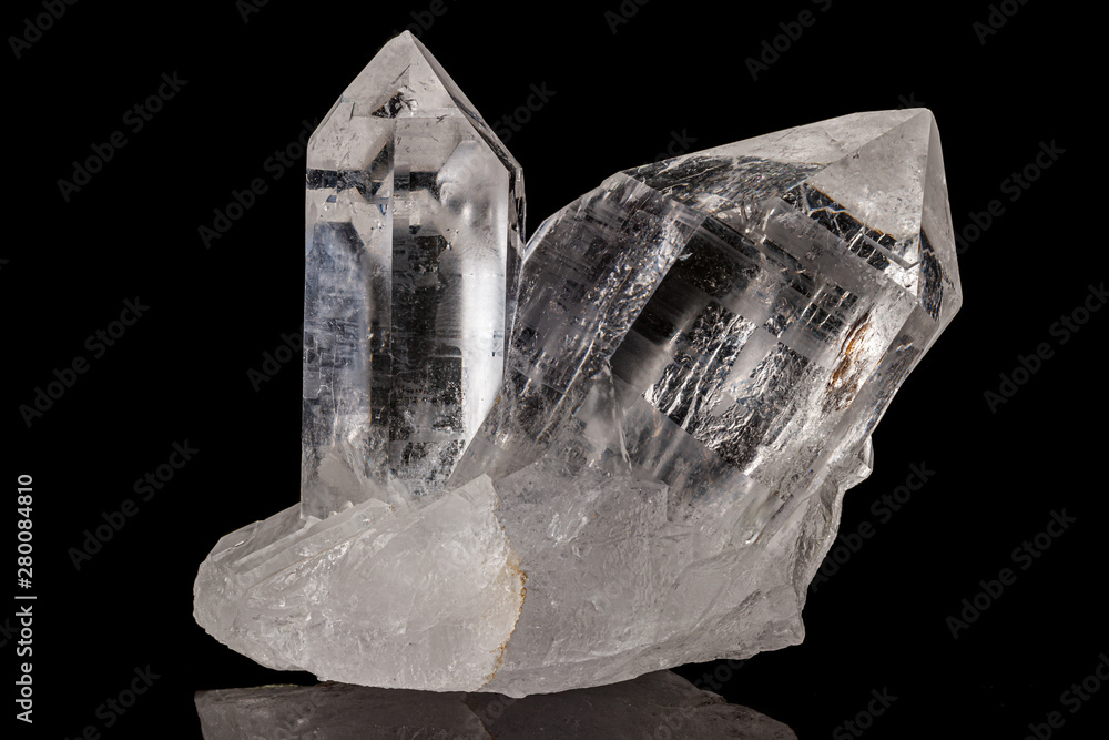 Macro mineral stone rhinestone, rock crystal on a black background Macro mineral stone rhinestone, rock crystal on a black background