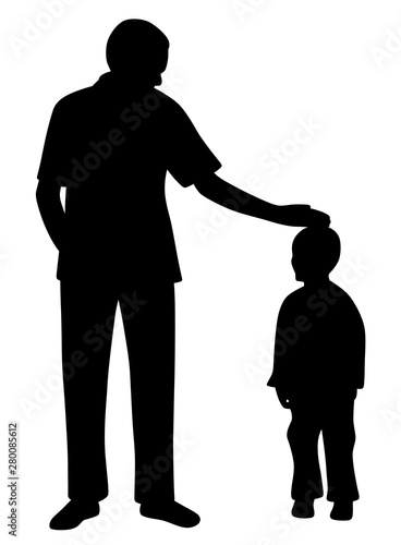 Affectionate father caressing his son