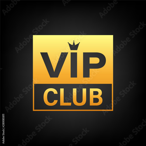 Vip club label on Black background. Vector stock illustration.