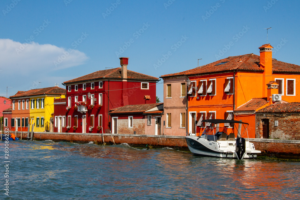 Colorful houses in Mazzorbo  in Venice, Italy