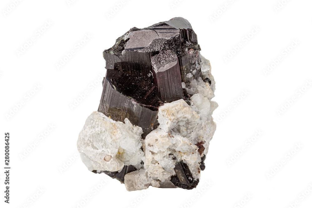 Macro tourmaline mineral stone on white background Macro tourmaline mineral stone on white background