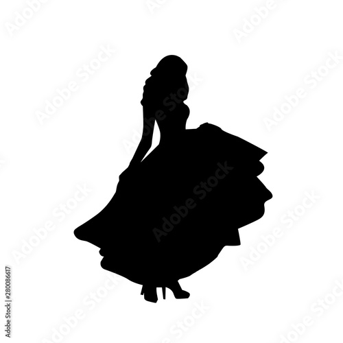 Vector black female silhouette of fashion girl