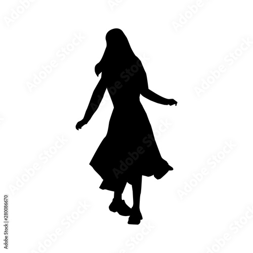 Black fashion vector silhouette of beautiful stylish girl