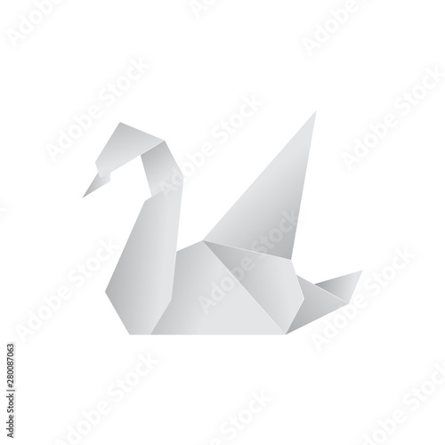 Realistic Detailed 3d Origami Paper Animal Swan. Vector