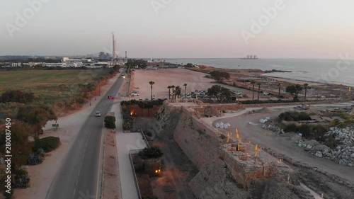 Caesarea Maritima, known as Caesarea Palestinae - an ancient city in the Sharon plain on the coast of the  Mediterranean. Ruins, included in an Israeli national park. photo