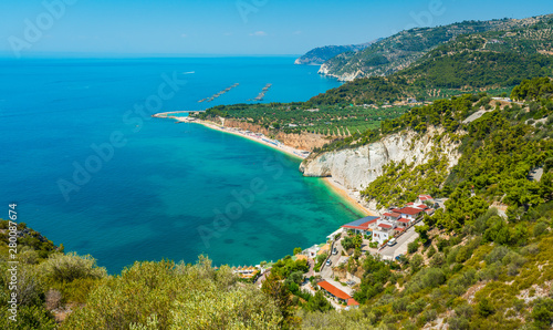 Panoramic sight of the beautiful Gargano coastline. Apulia (Puglia), Italy.