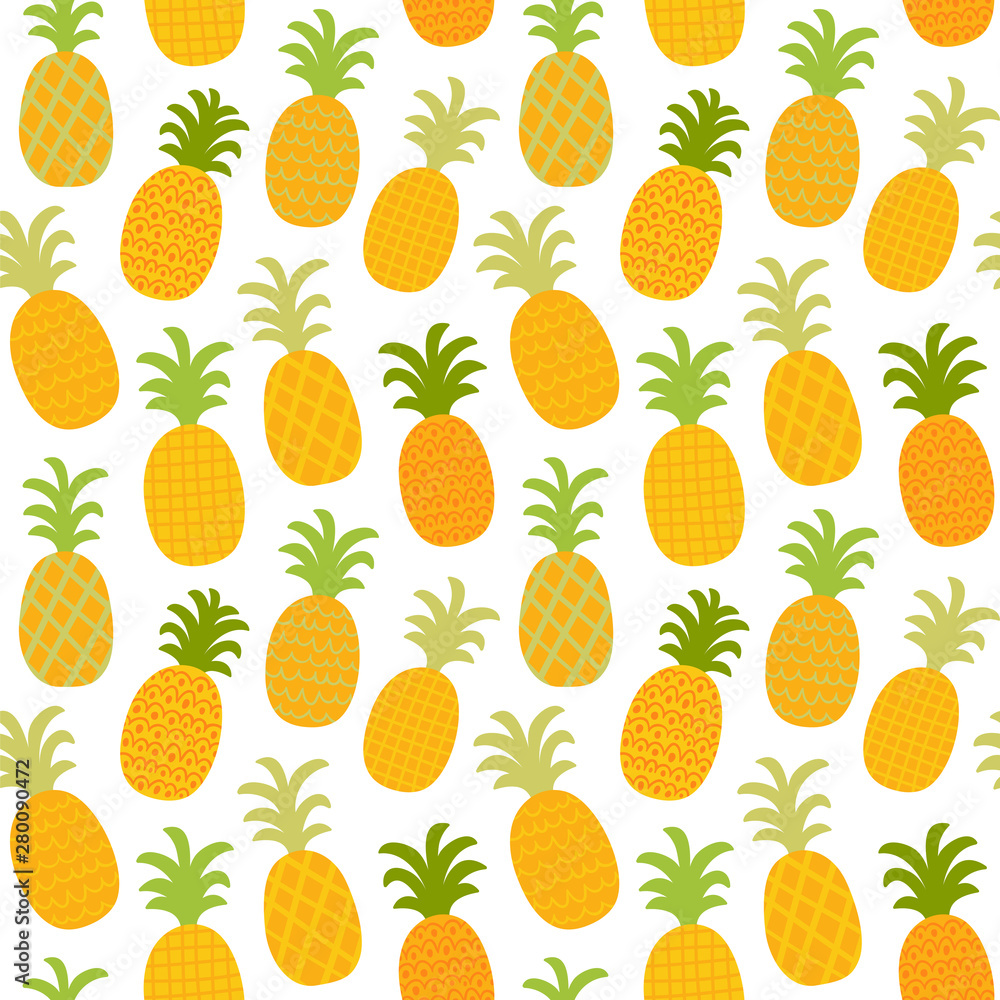 Seamless vector pattern with cute doodles pineapples. Seamless vector pattern with cute doodles pineapples.