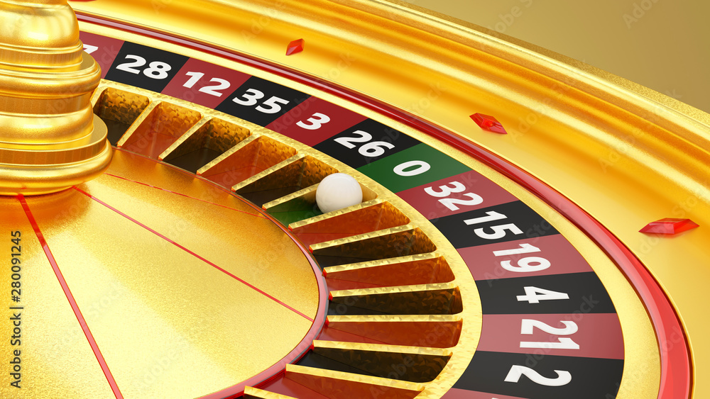 Gold Casino Roulette Wheel - 3D Illustration Gold Casino Roulette Wheel - 3D Illustration