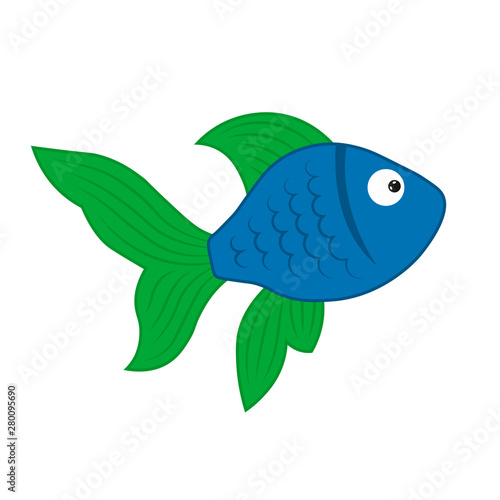 Simple vector illustration of blue fish for children. aquarium small cartoon  cute fish Stock Vector | Adobe Stock
