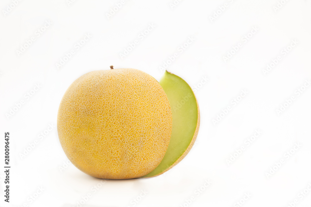 Cantaloupe melon isolated white background. Ripe, sweet melon for detoxing and refreshment. Cantaloupe melon isolated white background. Ripe, sweet melon for detoxing and refreshment.