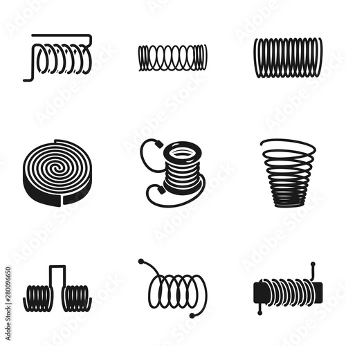 Coil icon set. Simple set of 9 coil vector icons for web design isolated on white background