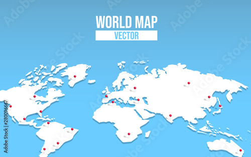 World map empty template with red location pin