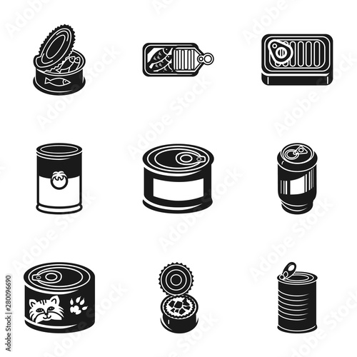 Tin can icon set. Simple set of 9 tin can vector icons for web design isolated on white background
