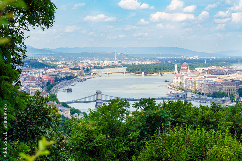 Landscape of Budapest over the Danube river.