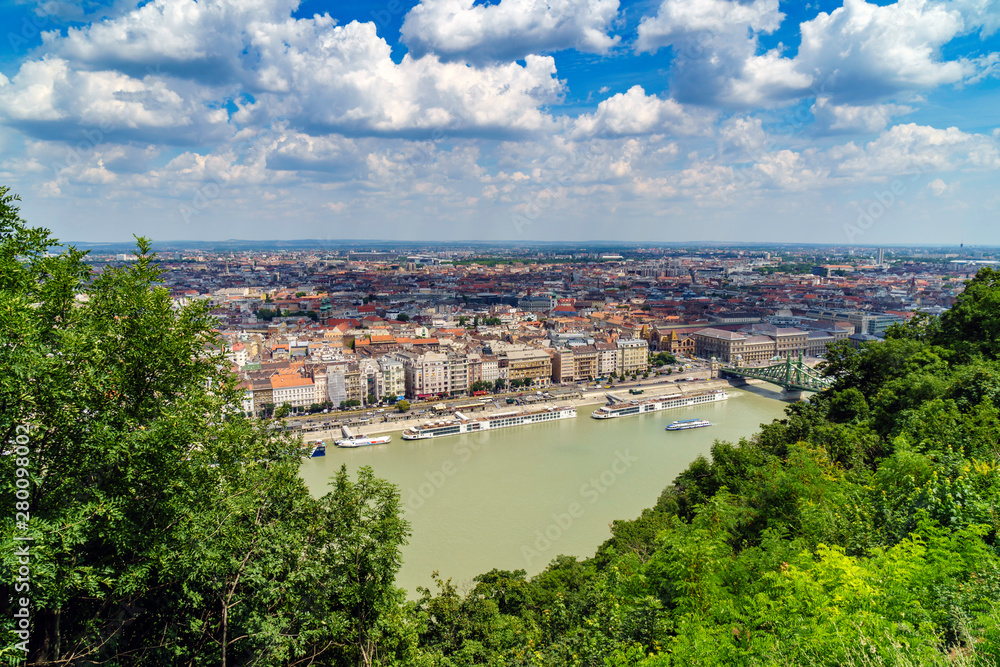 Landscape of Budapest over the Danube river.
