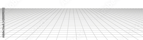 Vector perspective grid. Detailed lines on white background. Widescreen illustration. photo