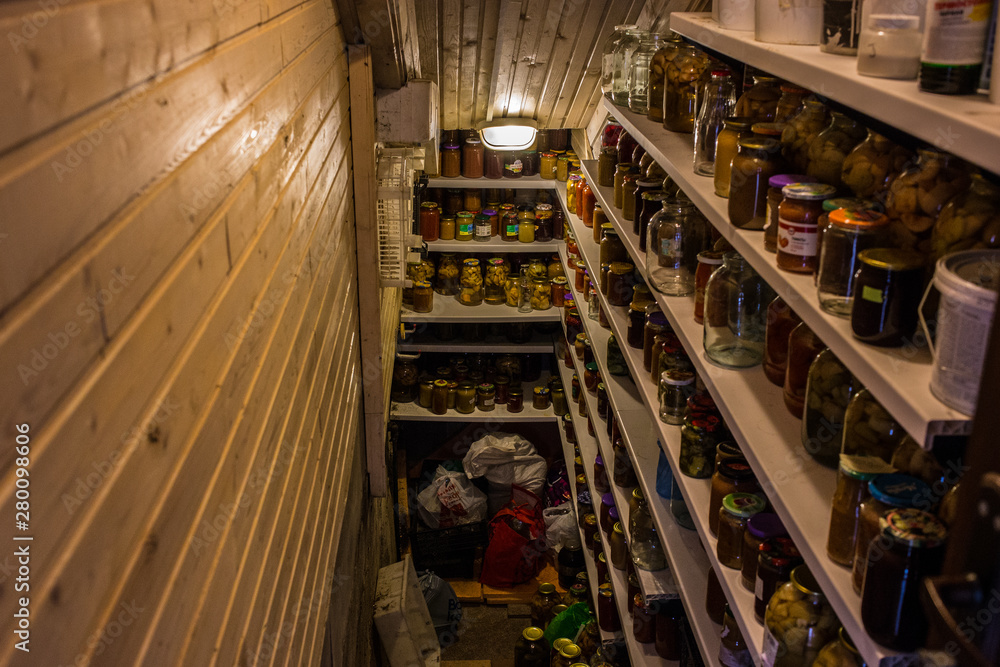 Home Food Storage Room Various Jars Home Canning Fruits