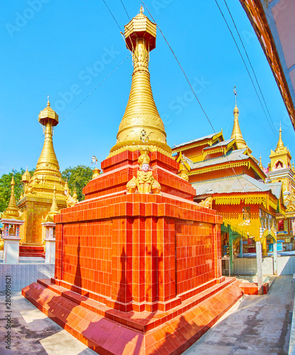 The tile stupa in Thanboddhay monastery, Monywa, Myanmar photo