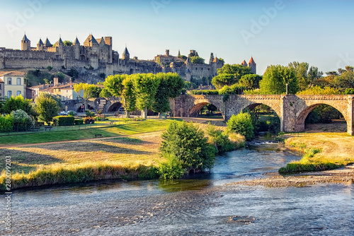 фотографія View of the medieval old town of Carcassonne in France