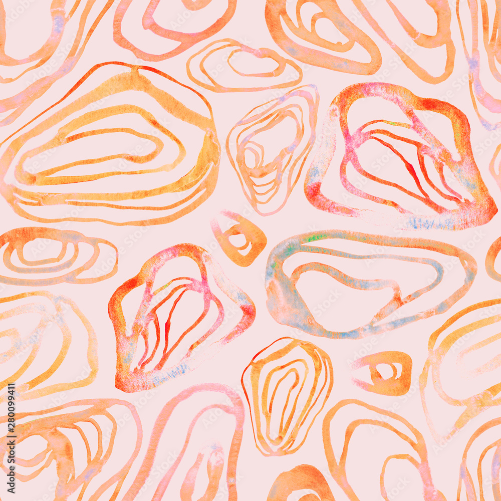custom made wallpaper toronto digitalSeamless watercolor abstract pattern with oysters and shells. For design, printing, textiles, wedding decor and more.