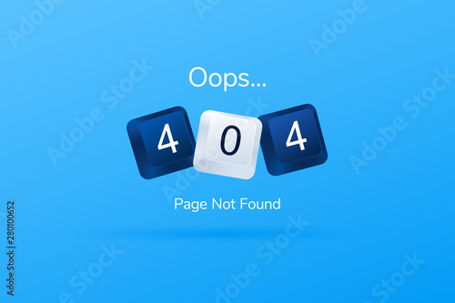 404 error page template for website. 404 written with computer buttons. Computer keyboard keys. Vector illustration eps 10
