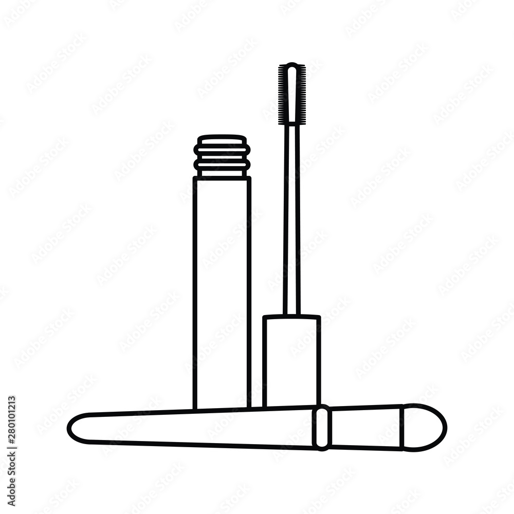 eyelash and brush make up drawing icon