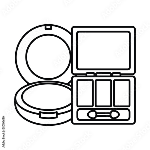 eye shadows with blush and mirror make up drawing