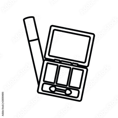 eye shadows with brush and mirror make up drawing